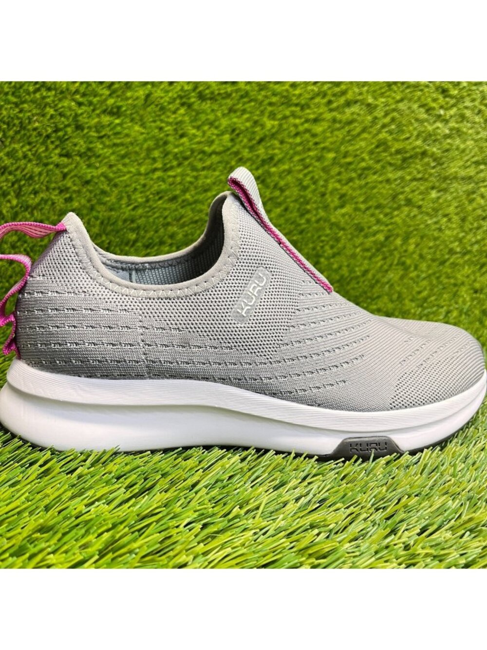 Kuru Atom Womens Size 7.5 Gray Purple Athletic Walking Slip On Shoes Sneakers
